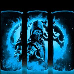 Glow in the Dark Mortal Kombat Scorpion Fire Gaming Cup Mug Tumbler 20oz